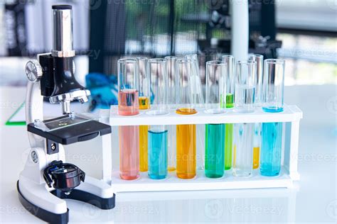 Preparing Laboratory Equipments Such As Glassware Tube With Liquid On