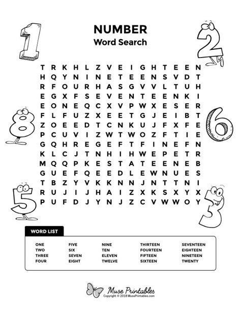 Number Search Printable Printable Word Searches
