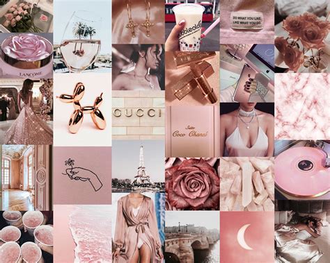 Rose Gold Aesthetic Collage Kit 65pc Wall Collage Etsy