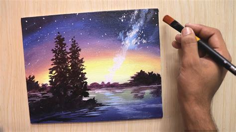 Acrylic Painting Of A Beautiful Night Sky For Beginners Youtube