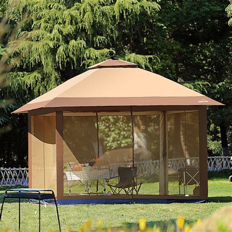 Suntime Outdoor Pop Up Gazebo Canopy With Mosquito Netting And Solar