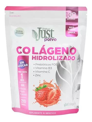 Just Colágeno Hidrolizado Collagen 6000 En Polvo Sabor Fresa Envío Gratis
