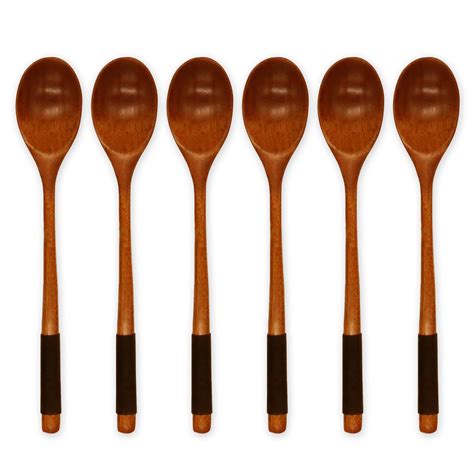 Buy 6 Pieces Wooden Spoons For Eating Muulaii Wood Soup Spoons Long