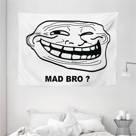 Humor Decor Tapestry Cartoon Style Troll Face Guy For Annoying Popular