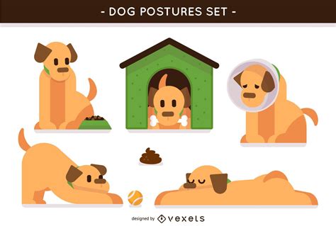 Doggy Pose Set Vector For Free Download Freeimages