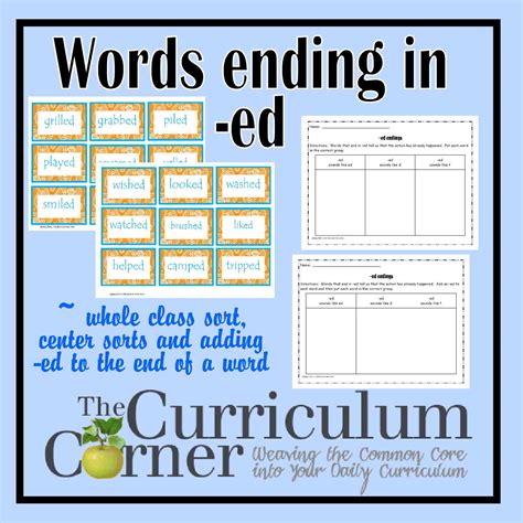 Ed Word Endings The Curriculum Corner 123