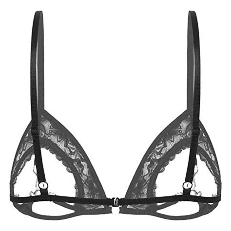 Yanarno Womens Cupless Cage Bra See Through Sheer Lace Open Cups Wirefree Unlined Bra Tops