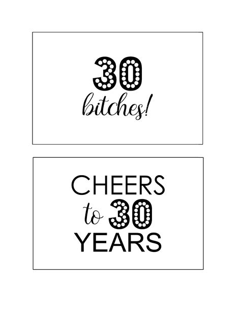 Diy Printable 30th Birthday Signs Cheers To 30 Years South Lumina Style