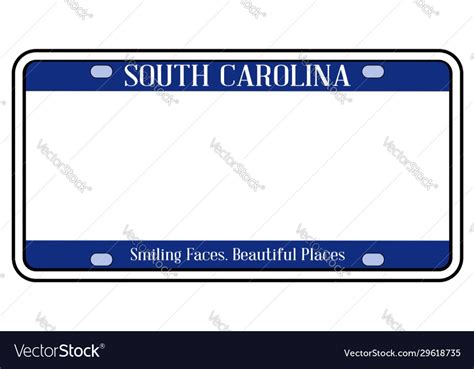 Blank South Carolina State License Plate Vector Image