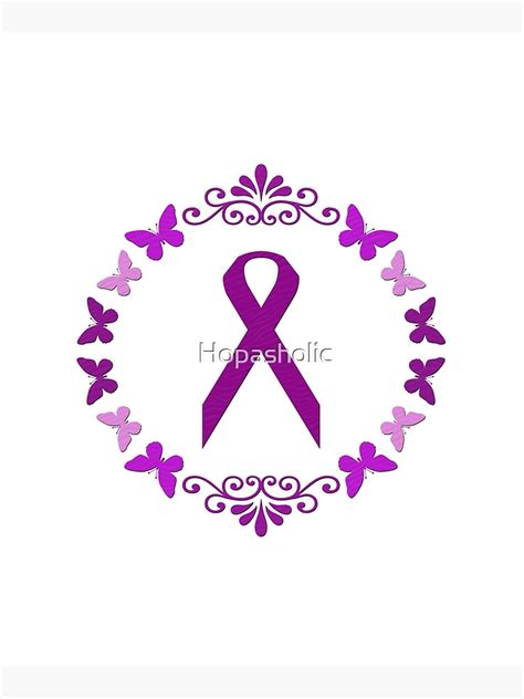 Fibromyalgia Awareness Purple Ribbon With Butterflies Circular