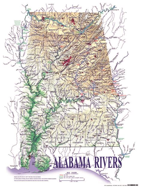 Map Of Alabama With Rivers Free Printable Templates