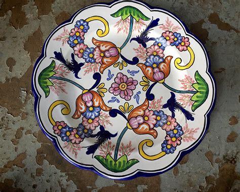 8 Plate From Puebla Mexico Talavera Pottery Blue White Kitchen
