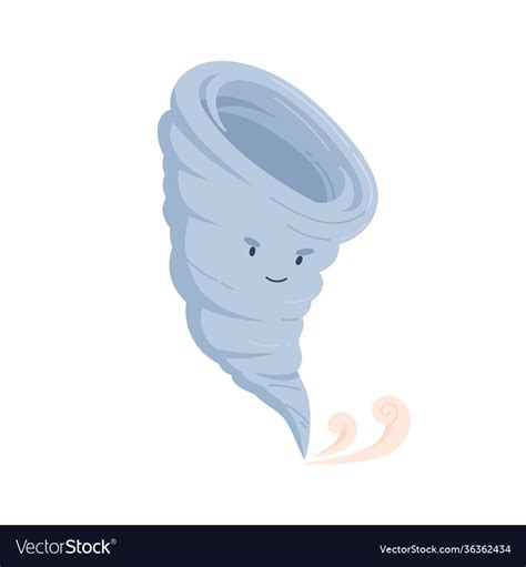 Cute Tornado Or Storm Character With Frowned Vector Image
