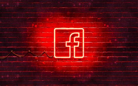 Download Wallpapers Facebook Red Logo 4k Red Brickwall Facebook Logo