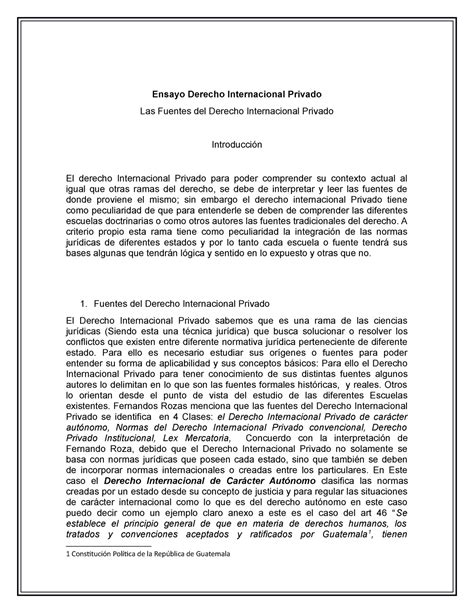 Ensayo Fuentes Del Derecho Internacional Privado Ensayo Derecho