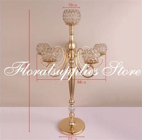 84cm Tall 5 Arms Metal Crystal Candle Holder Wedding Candelabra Home