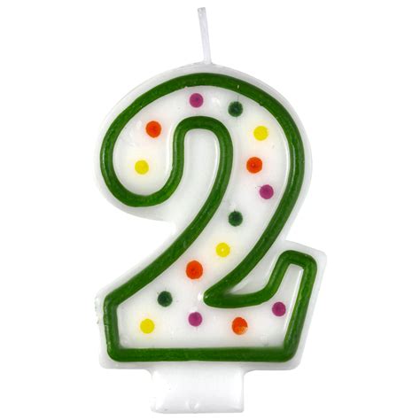 Polka Dot Birthday Candles Number 2 Green 75cm 12 Pc Amscan