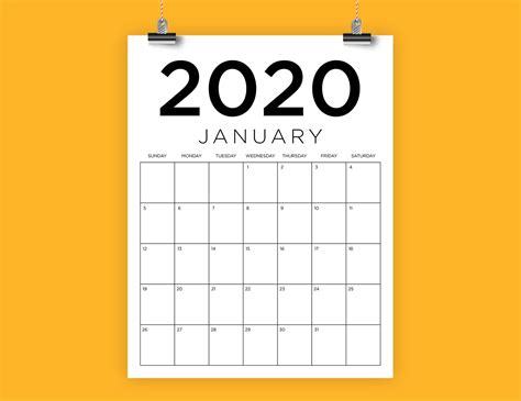 Adobe Indesign Calendar Template 2020 Calendar Template Printable