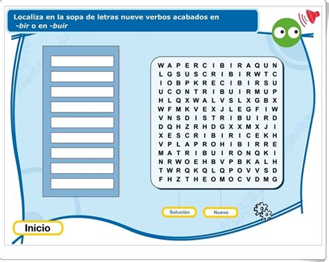 Juegos Educativos Online Gratis Sopa De Letras Verbos Terminados En