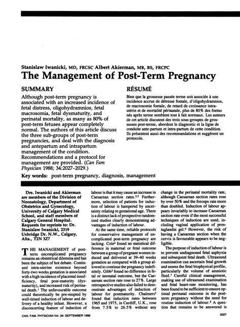 Pdf The Management Of Post Term Pregnancy