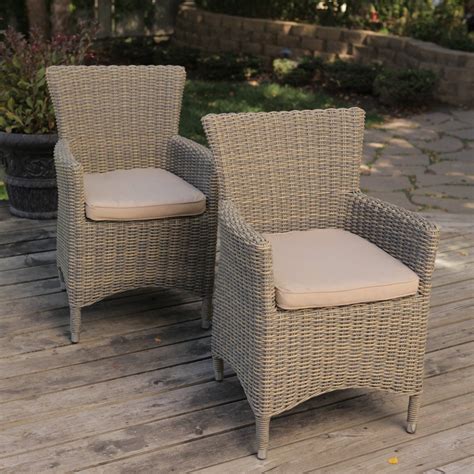 Bella All Weather Wicker Patio Dining Chair Set Of 2 Wicker Patio