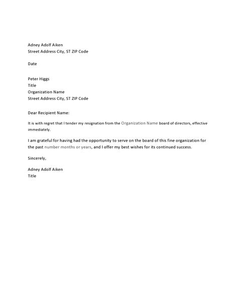 Ceo Resignation Letter Example With Immediate Effect
