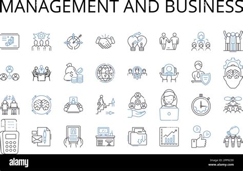 Management And Business Line Icons Collection Administration
