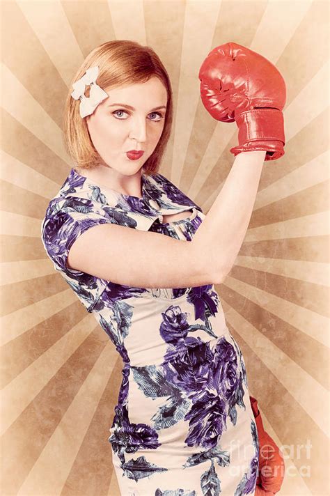 Retro Pinup Boxing Girl Fist Pumping Glove Hand Photograph By Jorgo
