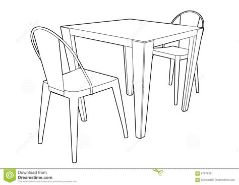 Drawing Of A Table And Two Chairs Stock Vector Illustration Of Vector