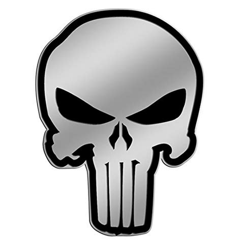 Officially Licensed Marvel Extreme Punisher Skull Silver Metal Sticker