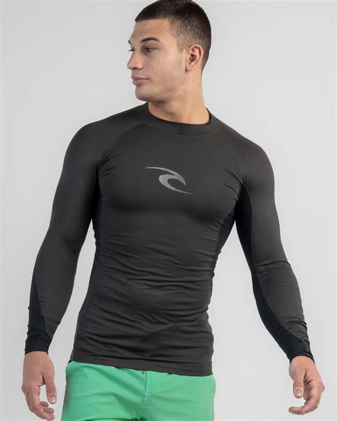 shop rip curl waves long sleeve rash vest in black marle fast shipping and easy returns city