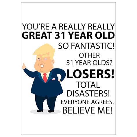 31st Birthday Card Funny 31st Birthday Card Trump 31 Year Etsy Uk