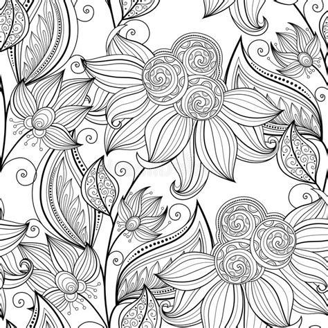 Vector Seamless Monochrome Ornate Pattern Stock Vector Illustration