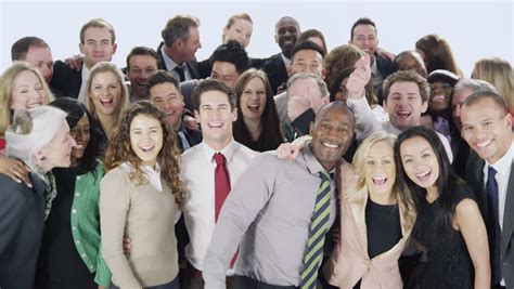 Portrait Of A Large Group Of Happy And Diverse Business People Who Are