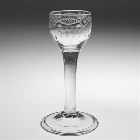 Plain Stem Engraved Georgian Wine Glass C1745