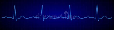 Heartbeat Line Blue Electrocardiogram Vector Pulse Line Medical