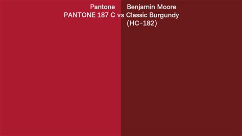 Pantone 187 C Vs Benjamin Moore Classic Burgundy Hc 182 Side By Side