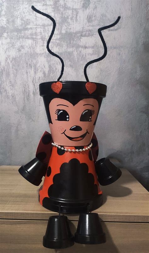 Clay Pot Ladybug 🐞 Clay Pots Clay Pot Crafts Candy Jars Diy