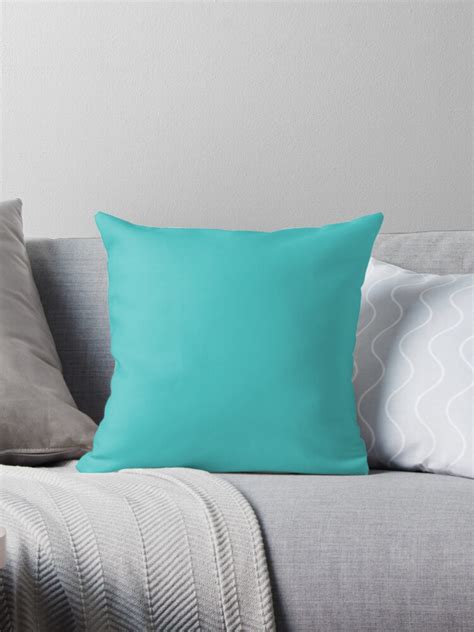 Solid Bright Jellyfish Aqua Blue Color Aqua Blue Throw Pillows Come