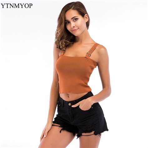 Ytnmyop New Knitted Halter Top Sexy Tight Fitting Camisole Women Summer