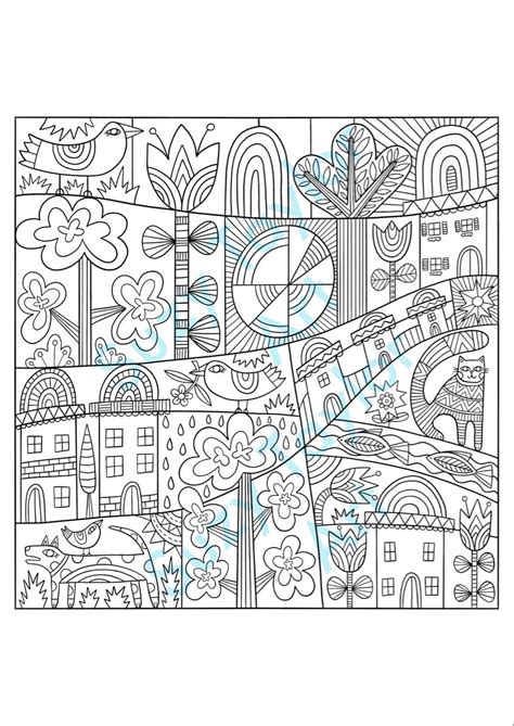 Folk Art Coloring Pages Etsy Seller Diagram Unique Items Products