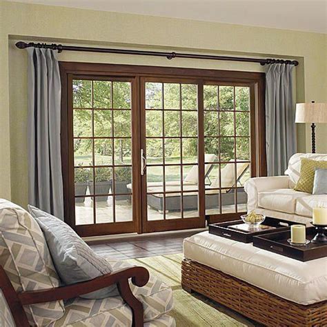 Sliding Wood Frame French Patio Doors With Curtain Example Of How I