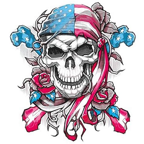 Sticker mural calavera femme décomotif. t-shirt pour femme motif tête de mort bandana drpeau usa