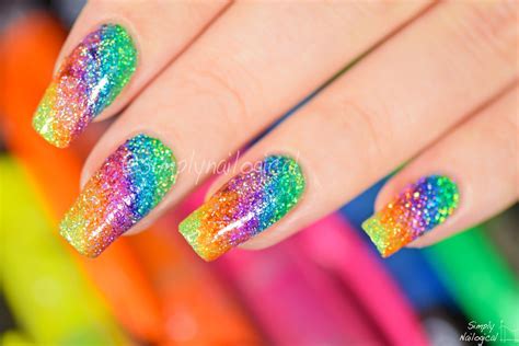Simply Nailogical Sparkly Highlighter Rainbow Nail Art Sparkly Nails