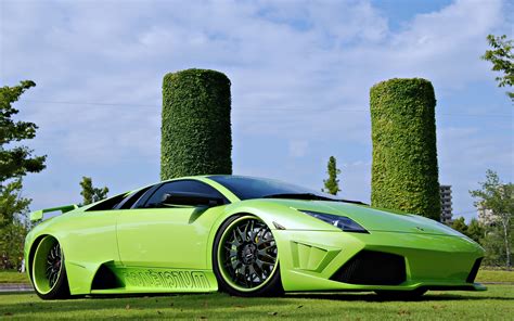 Cars Lamborghini Murcielago Motors Green Speed Wallpapers Hd