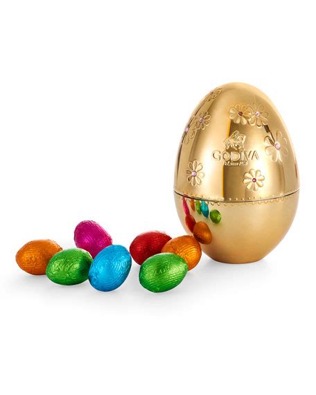 Godiva Chocolatier Golden Egg With Foil Wrapped Chocolates