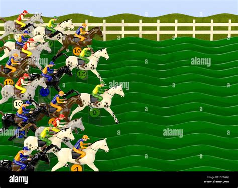 Carnival Game Of Horses And Jockeys Stock Photo Alamy
