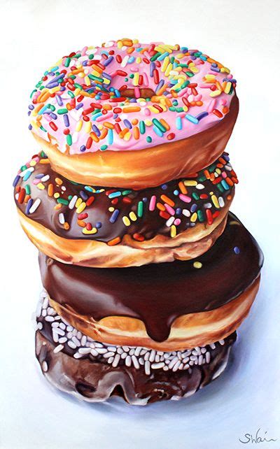 Creating art around a special dish has been done illustrators draw food to accompany recipes and on menus. DONUT STACK BY SARAH E WAIN in 2020 | Food, Food painting ...
