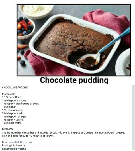 Pin By Brenda Van Zyl On Pudding Pudding Ingredients Chocolate