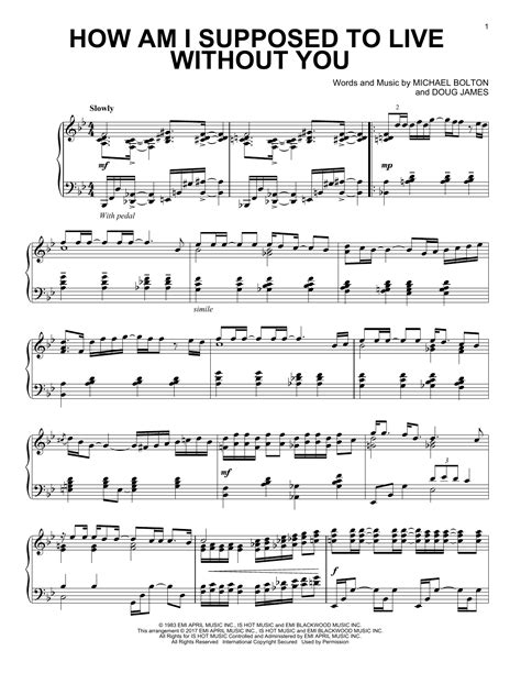 How Am I Supposed To Live Without You Sheet Music Michael Bolton